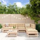 7-tlg. Garten-Lounge-Set mit Kissen Massivholz