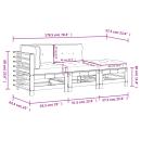3-tlg. Garten-Lounge-Set mit Kissen Schwarz Massivholz