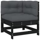 5-tlg. Garten-Lounge-Set mit Kissen Schwarz Massivholz