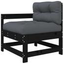 5-tlg. Garten-Lounge-Set mit Kissen Schwarz Massivholz