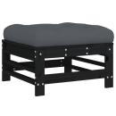 5-tlg. Garten-Lounge-Set mit Kissen Schwarz Massivholz