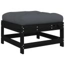 10-tlg. Garten-Lounge-Set mit Kissen Schwarz Massivholz